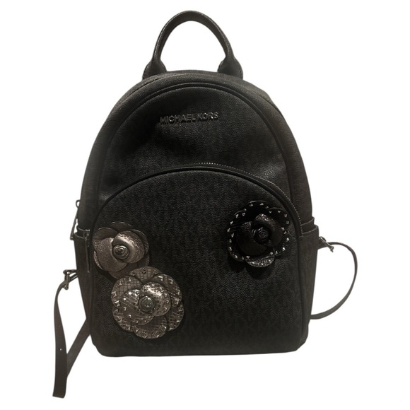 Michael Kors Black Backpack with Silver Floral Details - Picture 10 of 10